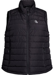 Sporty polstret vest med glidelås og lommer, Black