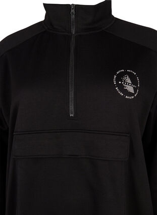 Lang genser med lomme og glidelås, Black, Packshot image number 2