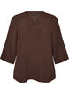 Bluse med 3/4 ermer, Brun, Packshot image number 0