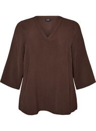 Bluse med 3/4 ermer, Brun
