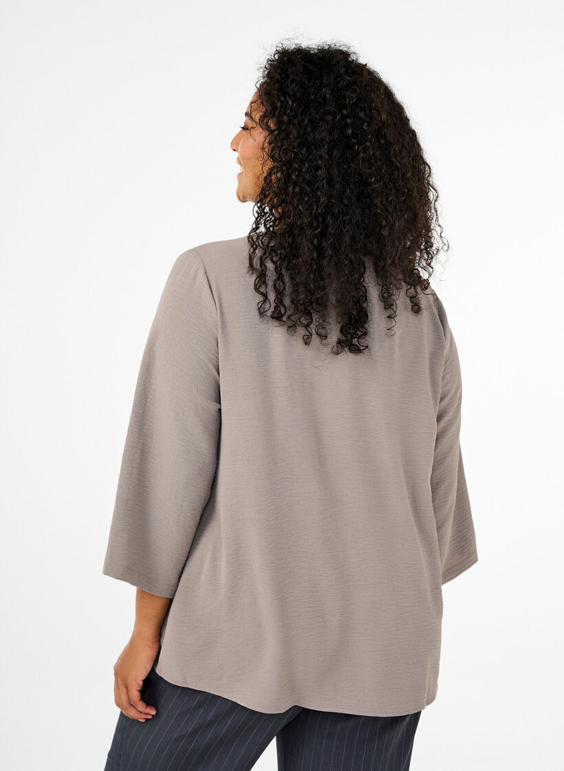 Bluse med 3/4 ermer, Beige, Model image number 2