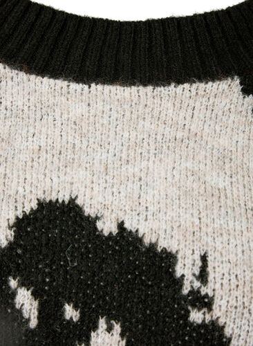Strikket bluse med mønster, Black Comb, Packshot image number 2