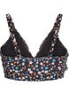 Blomstrete bikinioverdel med volangdetaljer, Brun, Packshot image number 1