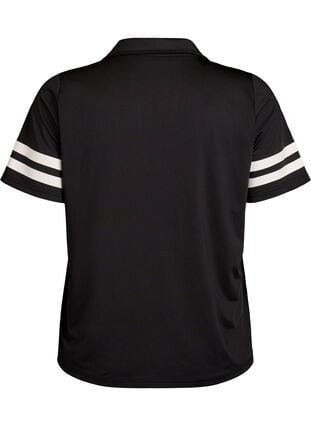 Zizzi Sporty poloskjorte med stripete detaljer, Svart, Packshot image number 1