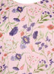 Bluse med blomstertrykk, korte ermer og smocking, Rosa, Packshot image number 2