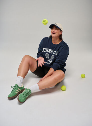 Zizzi Sporty sweatshirt med trykk, Blå, Image image number 0