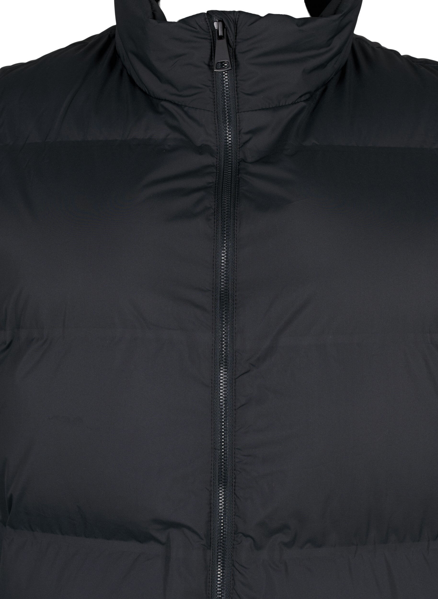 ZizziLang vest med lommer og toveis glidel&aring;s, Svart, Packshot image number 2