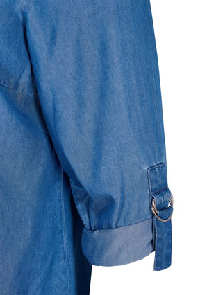 Skjorte med 3/4-ermer og rund hals, Medium Blue Denim, Packshot image number 2