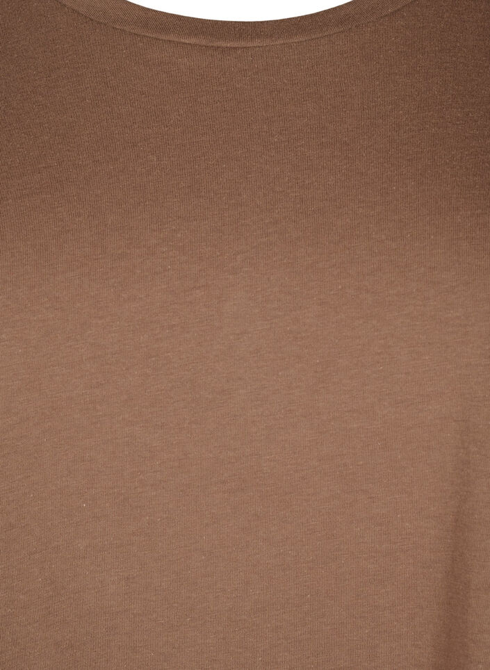 Kortermet t-skjorte i en bomullsblanding, Brun, Packshot image number 2