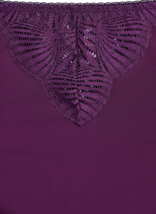 Zizzi Truse truser i microfibre med blondedetaljer, Mørk Bordeaux, Packshot image number 2