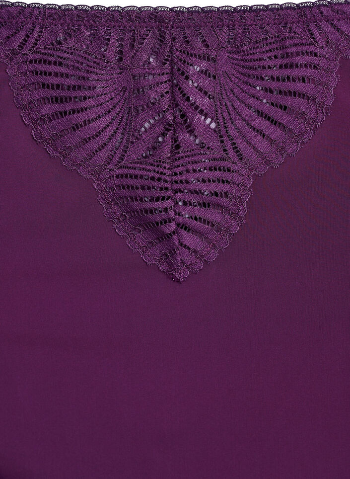 Truse truser i microfibre med blondedetaljer, Mørk Bordeaux, Packshot image number 2