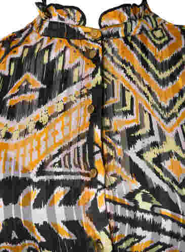 Mønstrete midikjole med knapper, Yellow Aztec AOP, Packshot image number 2