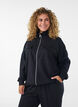 Jersey cardigan med glidel&aring;s og h&oslash;y hals, Svart, Model image number 0