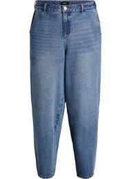 Jeans med h&oslash;y midje og barrel-formet snitt, Bl&aring;