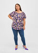 Blomstret viskosebluse med korte ermer, Small Flower AOP, Model image number 2