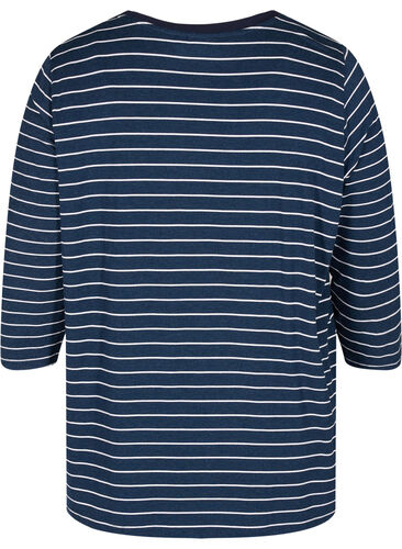 Stripete bluse til gravide med 3/4-ermer, Blue Stripe , Packshot image number 1