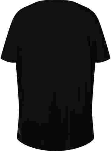 Trenings T-skjorte i viskose med rund hals, Black, Packshot image number 1