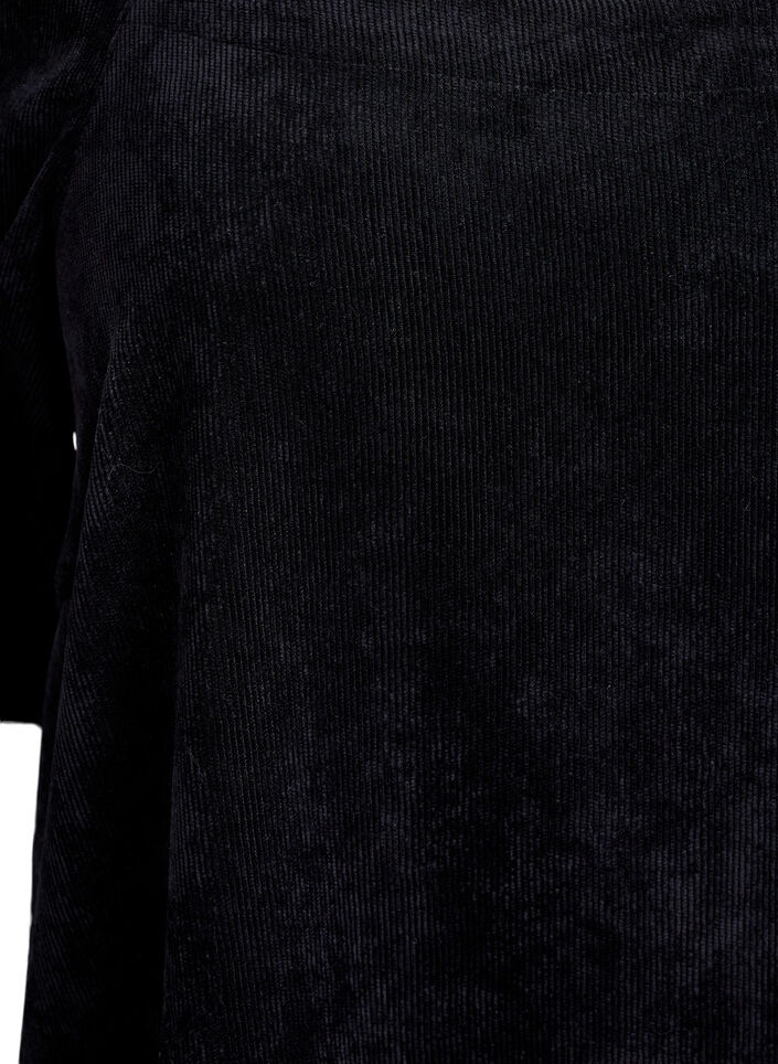Kort cordfløyelskjole med firkantet halslinje, Black, Packshot