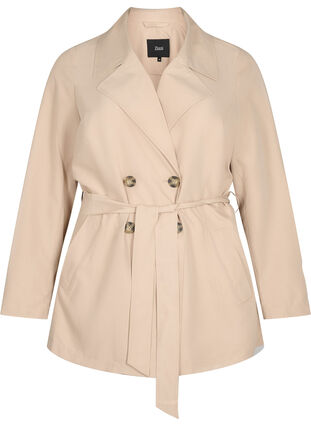 Zizzi Trenchcoat med belte og lommer, Nomad, Packshot image number 0