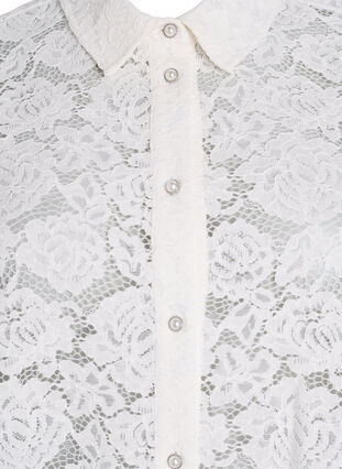 Zizzi Skjortebluse i blonde med perleknapper, Vanilje, Packshot image number 2