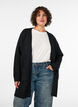 Lang cardigan med lommer, Svart, Model image number 0