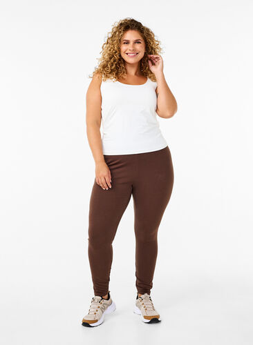Zizzi Fôret tights i bomull, Brun, Model image number 0