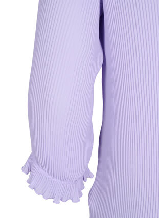 Bluse med plissé og 3/4-ermer, Lavender, Packshot image number 3