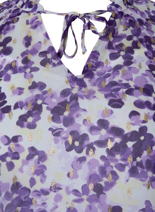 Tunika med blomstermønster og lurex, Beige/Purple Flower, Packshot image number 2