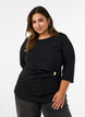 Bluse med asymmetrisk drapering og 3/4-ermer, Svart, Model image number 0