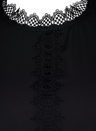 Langermet bluse med blonder, Black, Packshot image number 2