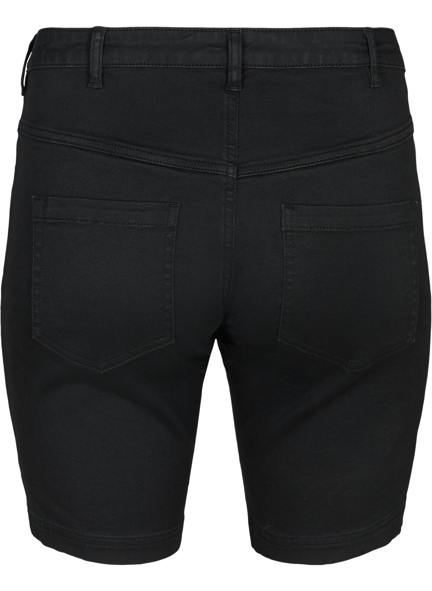 Zizzi Slim fit Emily-shorts med normalh&oslash;y midje, Svart, Packshot image number 1