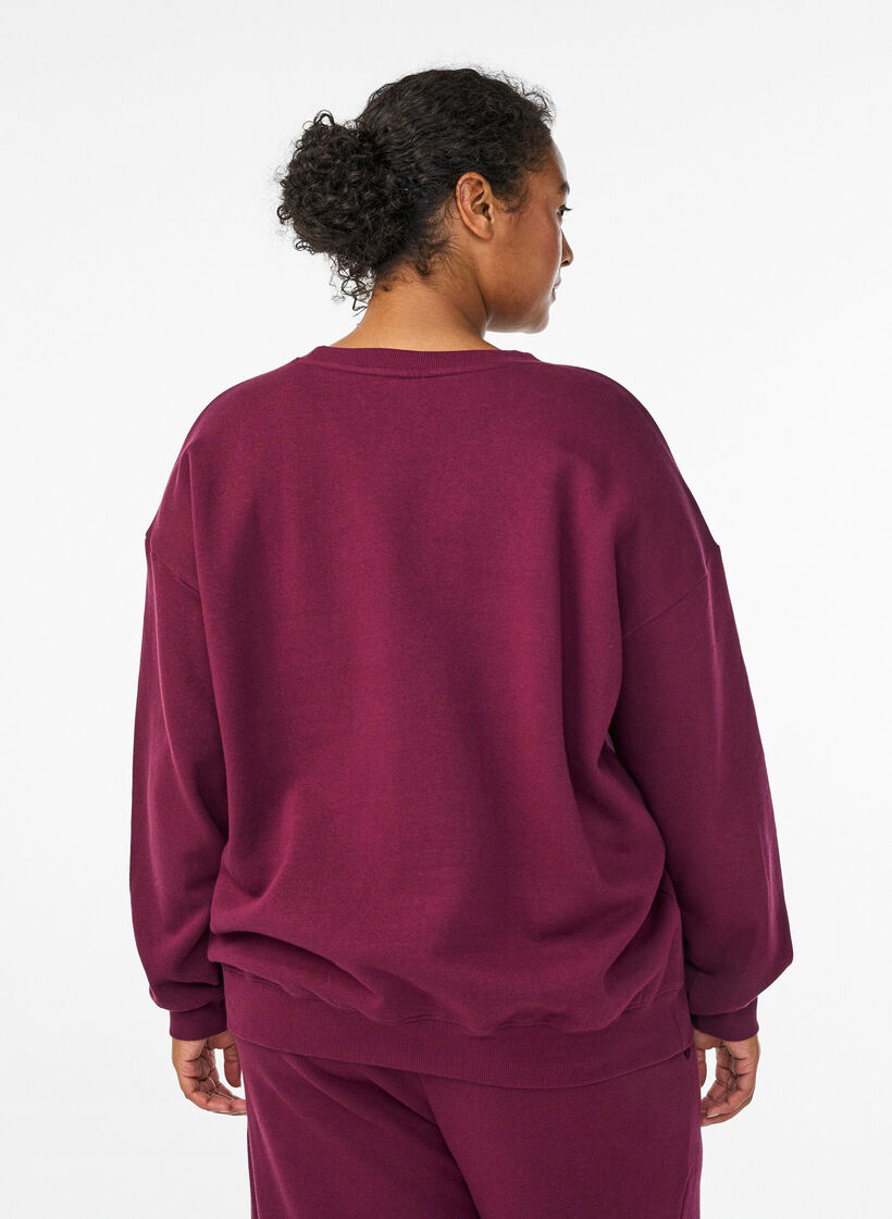 Genser med teksttrykk, M&oslash;rk Bordeaux, Model image number 2