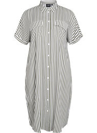 Lang skjortekjole med korte ermer, Gr&oslash;nn