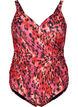 Badedrakt med trykk og omslagseffekt, Red Leopard AOP, Packshot image number 0