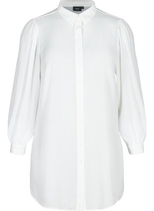 Lang skjorte med lette puffermer, Bright White, Packshot image number 0