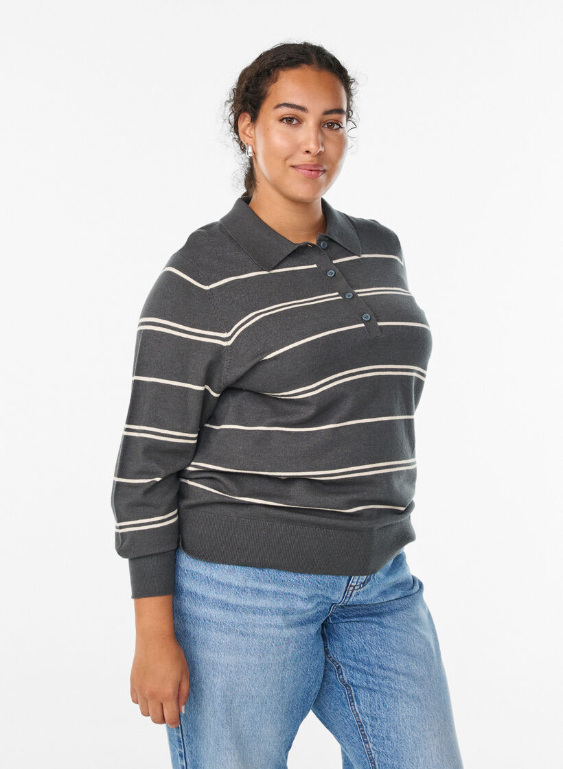 Strikkeplagg med krage, Grønn, Model image number 0