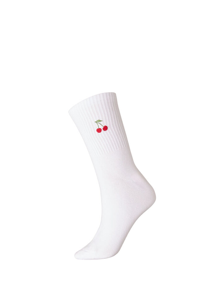 Bomullssokker med m&oslash;nster, Hvit, Packshot image number 0