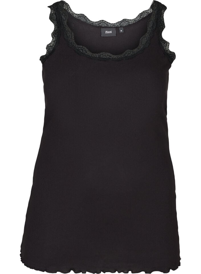 Topp med blondekant, Svart, Packshot image number 0