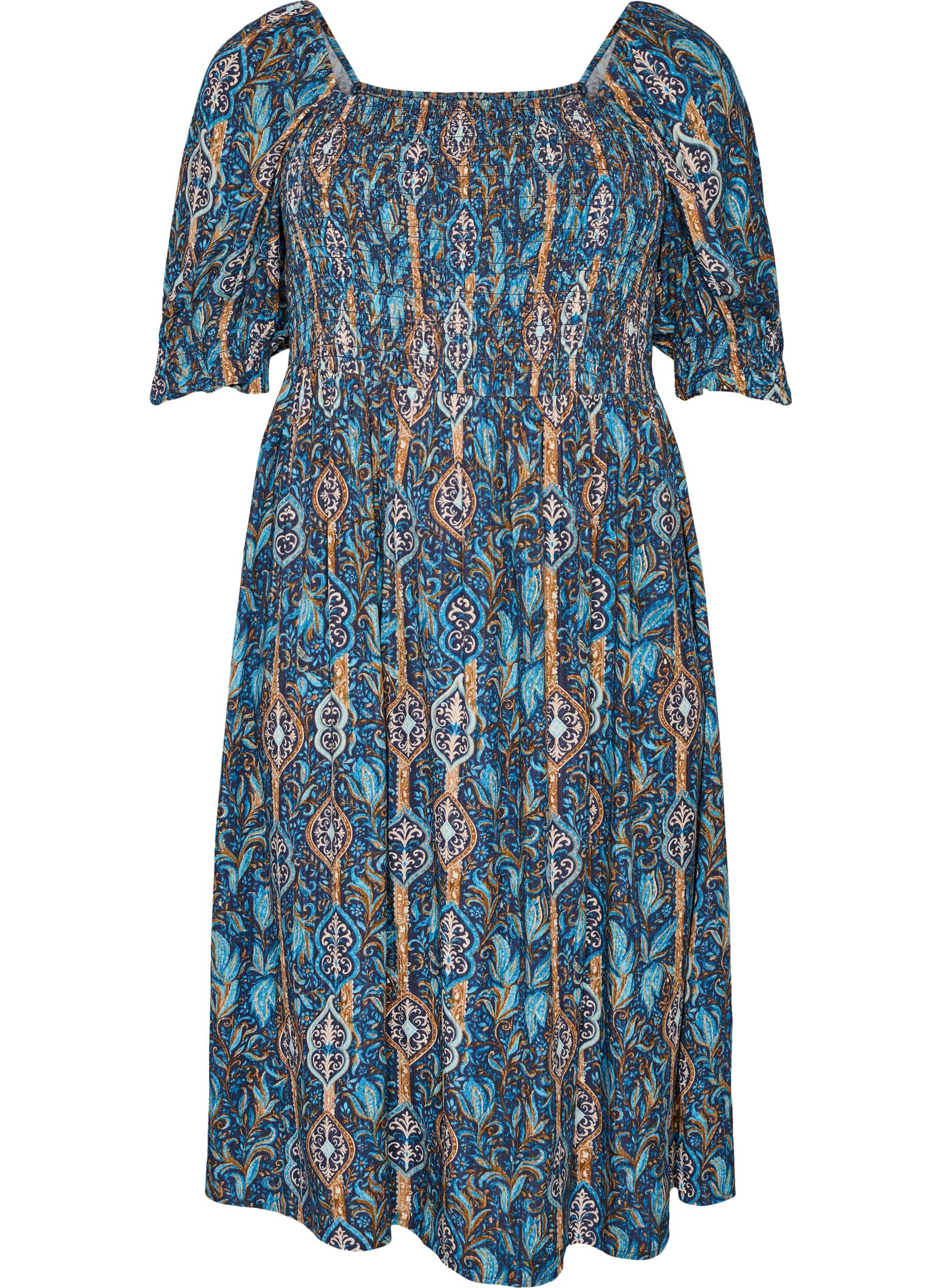 Sommerkjole i viskose med paisley-trykk