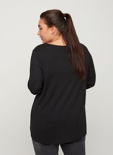 Langermet bluse med nagler, Black w. Shiny Studs, Model image number 1