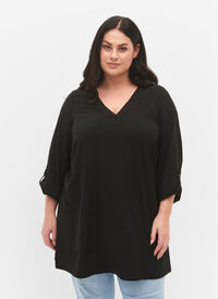 A-formet tunika med 3/4-ermer, Black, Model