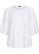 Bluse med tekstur og 3/4-ermer, Hvit, Packshot image number 0