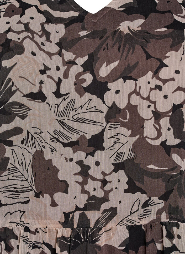 Kort A-linjekjole med blomstertrykk, Black Flower AOP, Packshot