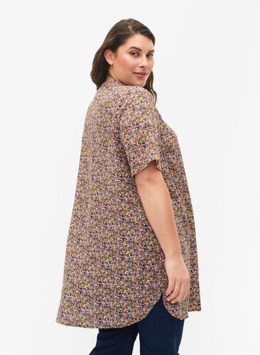 Zizzi FLASH - Blomstrete tunika med korte ermer, Multi Ditsy, Model image number 1