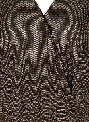 Bluse med V-hals og 3/4-ermer, Black w Gold, Packshot image number 2