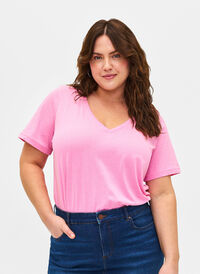 FLASH - T-skjorte med V-hals, Begonia Pink, Model
