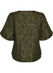 Jacquard bluse med puffermer og A-linjeform, Gr&oslash;nn, Packshot image number 1