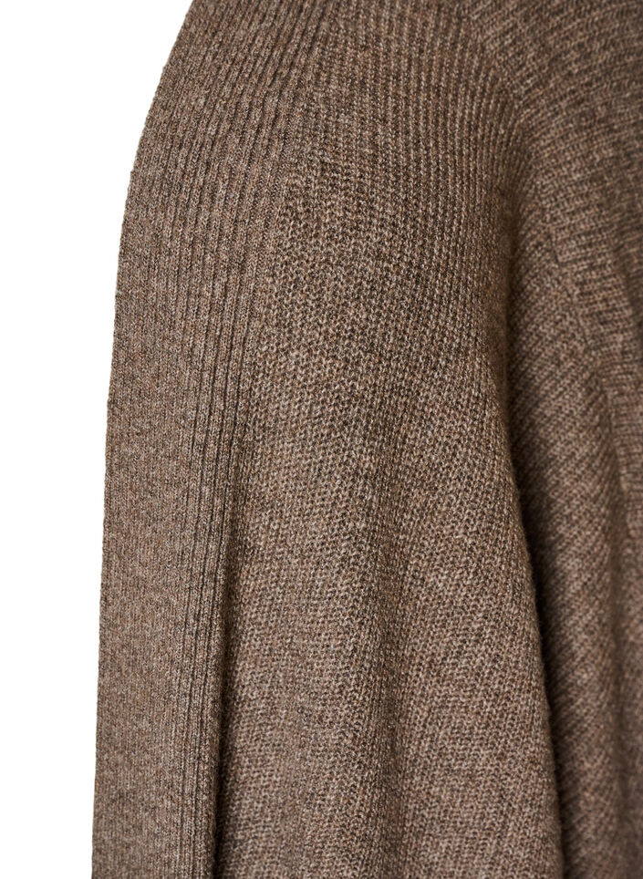 Cardigan med &aring;pen front og vide ermer, Brun, Packshot image number 2