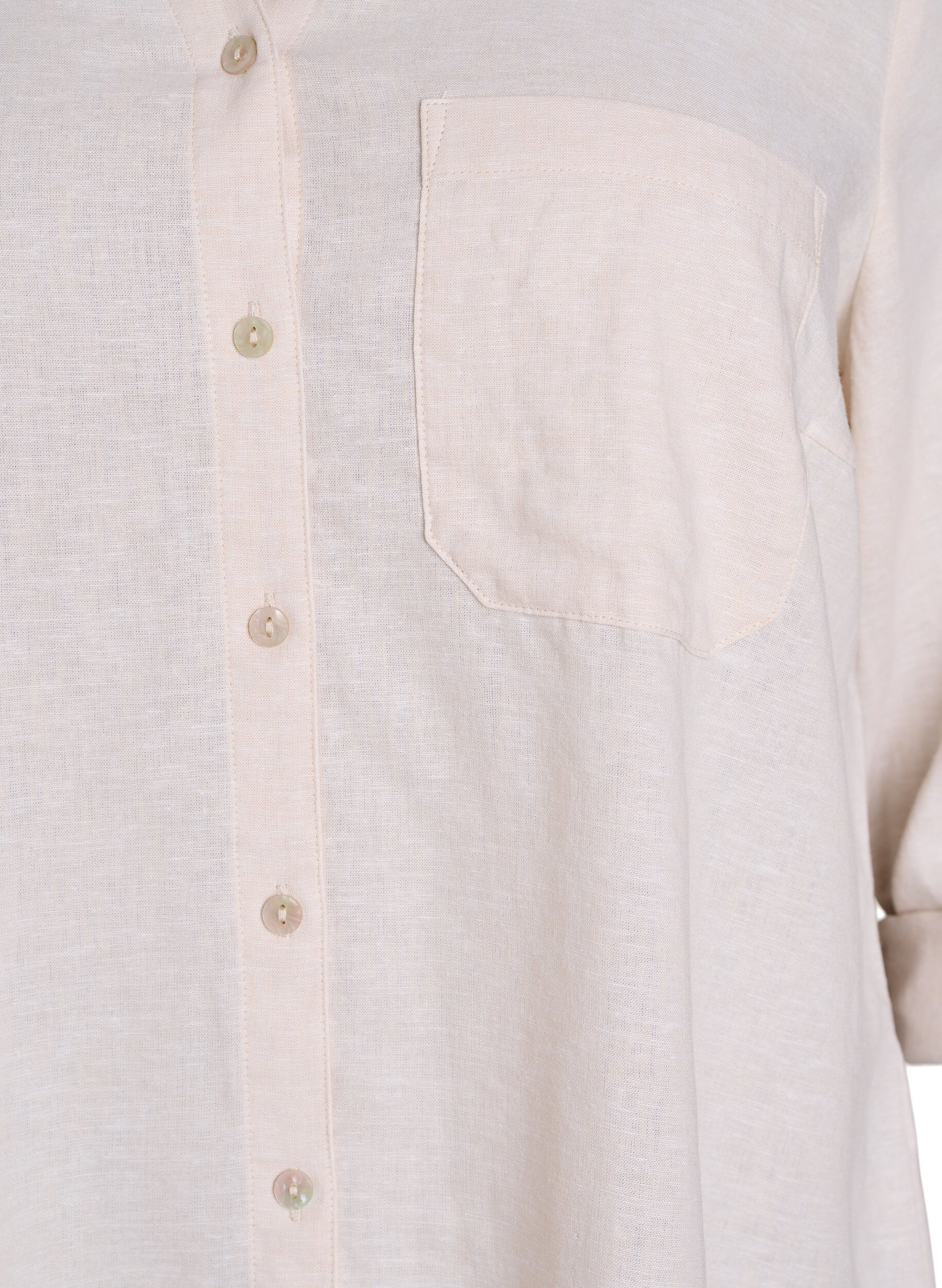 ZizziSkjorte i lin og viskose med 3/4 ermer, Beige, Packshot image number 2