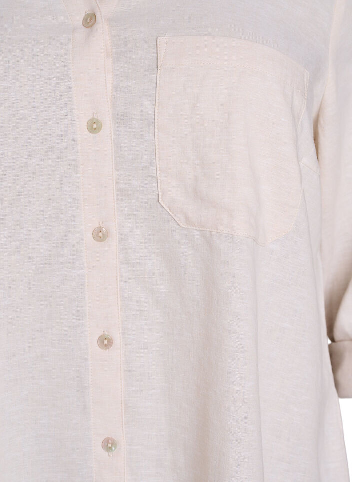 Skjorte i lin og viskose med 3/4 ermer, Beige, Packshot image number 2